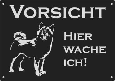 Aluminium Warnschild American Akita VORSICHT Hier wache ich!